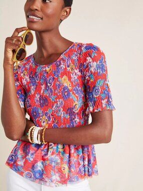 Anthropologie Maeve Ashton Smocked Blouse